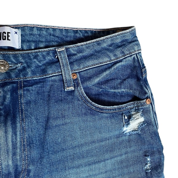 Paige Noella Destructed Straight Crop Jeans 29 Distressed Raw Hem Denim - Picture 7 of 14